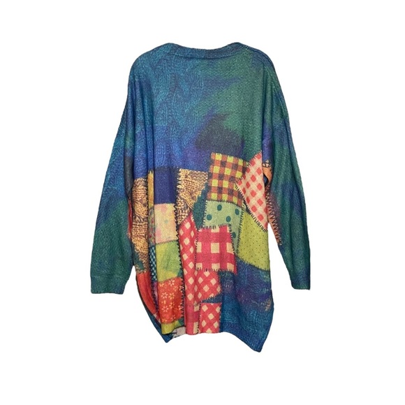 NWT YESNO Cottagecore Patchwork Cardigan Cotton Wool Kantha Button 3XL Colorful - Picture 2 of 7